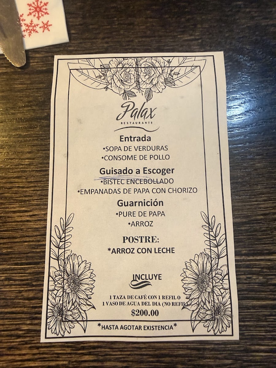 Restaurant Palax Menu - Image 1